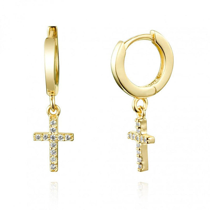 Gemstone Cross Drop Earrings