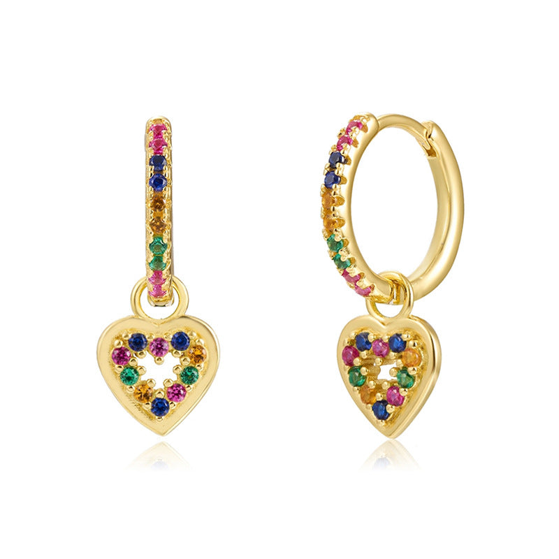 Gold Pavé Heart Drop Earrings