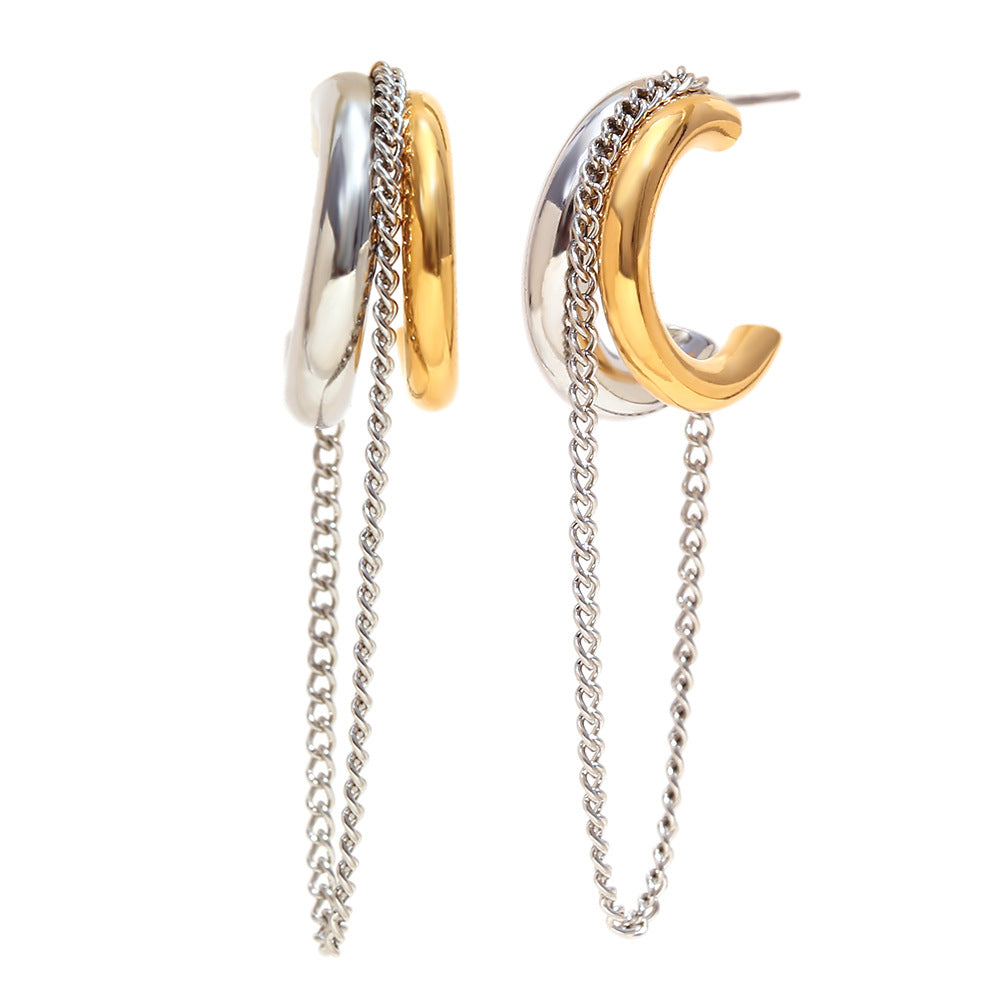Two-Tone Drop Earrings