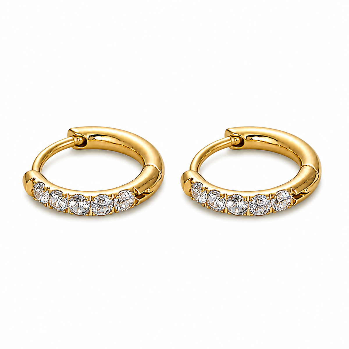 Gold Zirconia Huggie Earring Set