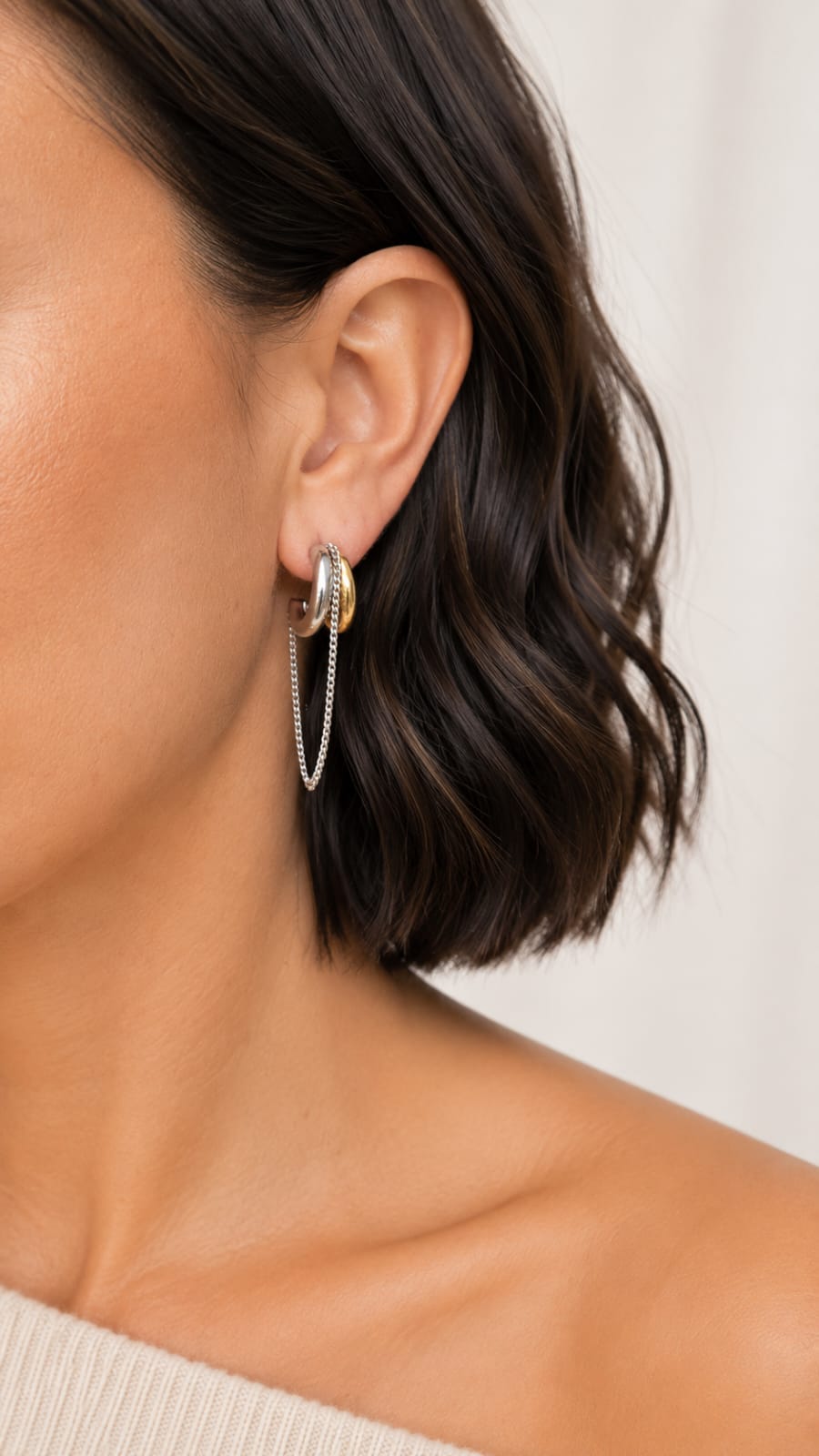 Two-Tone Drop Earrings