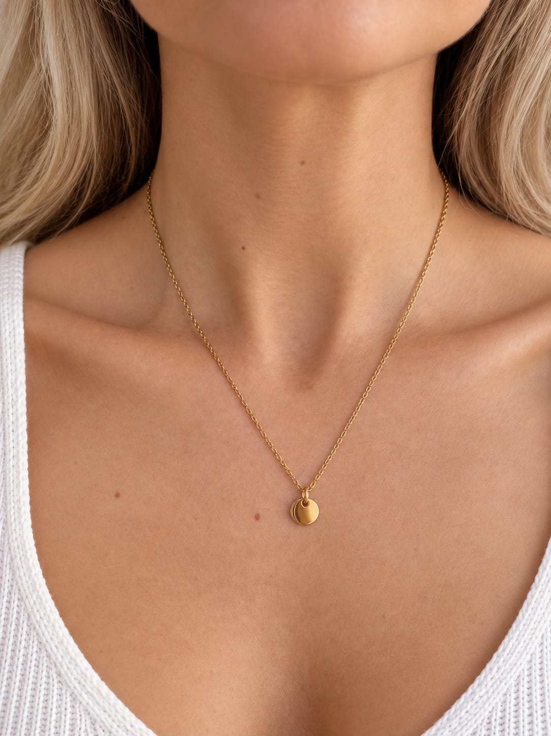 Round Disc Pendant Necklace